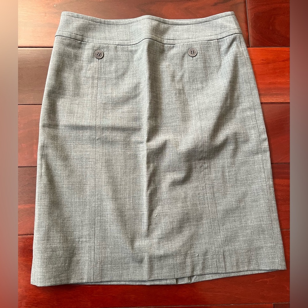 TALBOTS Women Light Gray Career Wool Lined Skirt Sz 2P